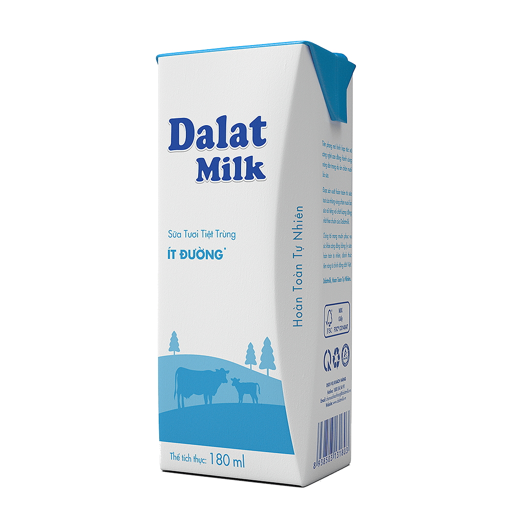 Sữa Tươi Tiệt Trùng Ít Đường 180ml